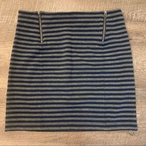 Sunday Best Navy and Grey Stripe Pencil Skirt with Zipper Detail